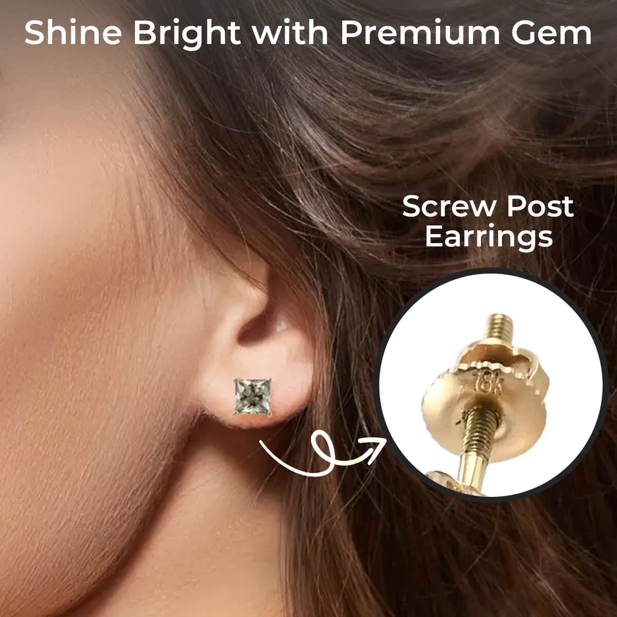 ILIANA 18K Yellow Gold AAA Princess Cut Turkizite Solitaire Stud Earrings 2.50 Ctw 5 ILIANA 18K Yellow Gold AAA Princess Cut Turkizite Solitaire Stud Earrings 2.50 Ctw - Image 3