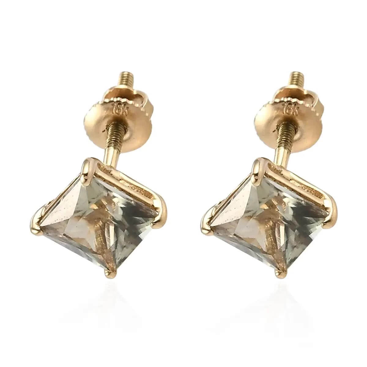 ILIANA 18K Yellow Gold AAA Princess Cut Turkizite Solitaire Stud Earrings 2.50 Ctw 6 ILIANA 18K Yellow Gold AAA Princess Cut Turkizite Solitaire Stud Earrings 2.50 Ctw - Image 4