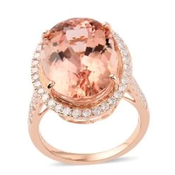 Certified Iliana 18K Rose Gold AAA Marropino Morganite And G-H SI Diamond Ring 5.30 Grams 13.15 Ctw
