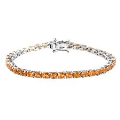 Mexican Fire Opal Tennis Bracelet In Platinum Over Sterling Silver (8.00 In) 10.65 Grams 6.15 Ctw