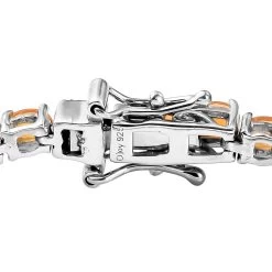 Mexican Fire Opal Tennis Bracelet In Platinum Over Sterling Silver (8.00 In) 10.65 Grams 6.15 Ctw -Jewelry store 8731157 3