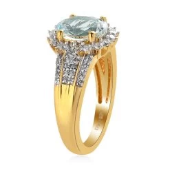 Mangoro Aquamarine And Natural White Zircon Floral Ring In Vermeil Yellow Gold Over Sterling Silver 2.25 Ctw 11 Mangoro Aquamarine And Natural White Zircon Floral Ring In Vermeil Yellow Gold Over Sterling Silver 2.25 Ctw -Jewelry store 8731609 3