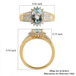 Mangoro Aquamarine And Natural White Zircon Floral Ring In Vermeil Yellow Gold Over Sterling Silver 2.25 Ctw 13 Mangoro Aquamarine And Natural White Zircon Floral Ring In Vermeil Yellow Gold Over Sterling Silver 2.25 Ctw -Jewelry store 8731609 5