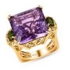 Rose De France Amethyst, Natural Chrome Diopside Ring In Vermeil YG Over Sterling Silver (8.55 G) 26.75 Ctw -Jewelry store 8733960