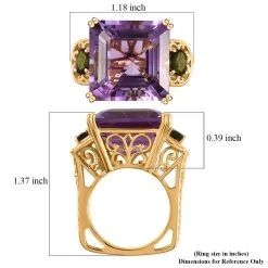 Rose De France Amethyst, Natural Chrome Diopside Ring In Vermeil YG Over Sterling Silver (8.55 G) 26.75 Ctw -Jewelry store 8733960 6