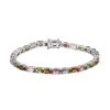 Tourmaline Tennis Bracelet In Platinum Plated Sterling Silver, Multi Tourmaline Bracelet, Silver Tennis, Real Tourmaline Bracelet (7.25 In) 11.60 Ctw -Jewelry store 8834068