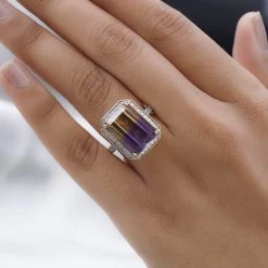 AAA Anahi Ametrine And White Zircon Halo Ring In Vermeil Yellow Gold Over Sterling Silver 13.15 Ctw 10 AAA Anahi Ametrine And White Zircon Halo Ring In Vermeil Yellow Gold Over Sterling Silver 13.15 Ctw -Jewelry store 8834911 2