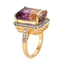 AAA Anahi Ametrine And White Zircon Halo Ring In Vermeil Yellow Gold Over Sterling Silver 13.15 Ctw 11 AAA Anahi Ametrine And White Zircon Halo Ring In Vermeil Yellow Gold Over Sterling Silver 13.15 Ctw -Jewelry store 8834911 3