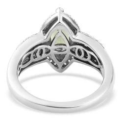 Bohemian Moldavite And Natural White Zircon Ring In Platinum Over Sterling Silver 1.40 Ctw -Jewelry store 8835469 6