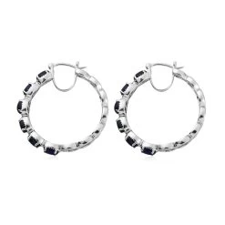 Karis Lapis Lazuli Hoop Earrings In Platinum Bond And Stainless Steel 6.85 Ctw -Jewelry store 8847019 5