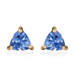 Tanzanite Solitaire Stud Earrings In 14K Yellow Gold Over Sterling Silver 0.65 Ctw