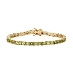 Asscher Cut Arizona Peridot Tennis Bracelet In Vermeil Yellow Gold Over Sterling Silver (7.25 In) 13.10 Ctw