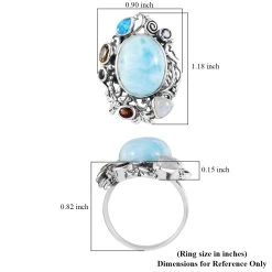 Artisan Crafted Larimar And Multi Gemstone Fancy Ring In Sterling Silver 7.40 Grams 11.15 Ctw -Jewelry store 8853822 5