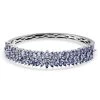 Tanzanite Floral Bangle Bracelet For Women In Platinum Over Sterling Silver,Wedding Gift For Her 6.50 Inches 10.40 Ctw -Jewelry store 8854456