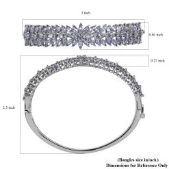 Tanzanite Floral Bangle Bracelet For Women In Platinum Over Sterling Silver,Wedding Gift For Her 6.50 Inches 10.40 Ctw -Jewelry store 8854456 6