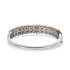 Jalisco Fire Opal Floral Spray Bracelet In Platinum Over Sterling Silver, Opal Bangles, Silver Bangles (8 In) 7.25 Ctw -Jewelry store 8854504 4