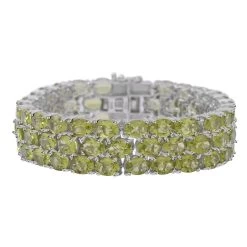 Peridot Multi Row Tennis Bracelet For Women In Platinum Over Sterling Silver,Statement Jewelry For Wedding 6.50 Inches 54.75 Ctw (6.50 In)