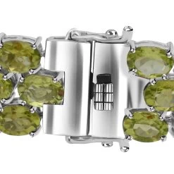 Peridot Multi Row Tennis Bracelet For Women In Platinum Over Sterling Silver,Statement Jewelry For Wedding 6.50 Inches 54.75 Ctw (6.50 In) -Jewelry store 8857930 2