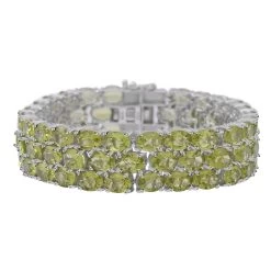 Peridot Bracelet In Platinum Over Sterling Silver, Silver Tennis Bracelet, Birthday Gifts For Her (7.25 In) 61.25 Ctw