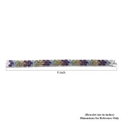 Multi Gemstone Multi Row Tennis Bracelet For Women In Platinum Over Sterling Silver,Statement Jewelry For Wedding 8.00 Inches 69.75 Ctw -Jewelry store 8858481 3