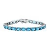 London Blue Topaz Tennis Bracelet In Platinum Over Sterling Silver (6.50 In) 21.60 Ctw -Jewelry store 8860671