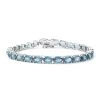 London Blue Topaz Tennis Bracelet In Platinum Over Sterling Silver (7.25 In) 23.40 Ctw -Jewelry store 8860681