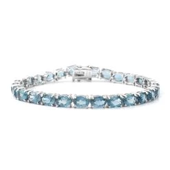 London Blue Topaz Tennis Bracelet In Platinum Over Sterling Silver (8.00 In) 26.10 Ctw