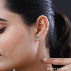 Luxoro 10K Yellow Gold Premium Madagascar Paraiba Apatite Earrings, Solitaire Stud, Gold Solitaire Earrings, Weddings Gifts 1.25 Ctw -Jewelry store 8860960 2