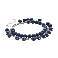 Lapis Lazuli 5-7mm Beaded Anklet In Silvertone (7.5-10.5 In) 53.50 Ctw -Jewelry store 8861672 2
