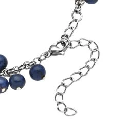 Lapis Lazuli 5-7mm Beaded Anklet In Silvertone (7.5-10.5 In) 53.50 Ctw -Jewelry store 8861672 4