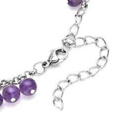 Amethyst 5-7mm Beaded Anklet In Silvertone (7.5-10.5 In) 53.50 Ctw -Jewelry store 8861707 4
