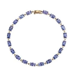 Luxoro 10K Yellow Gold Premium Tanzanite Tennis Bracelet (7.25 In) 10.50 Ctw