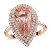Certified & Appraised ILIANA 18K Rose Gold AAA Marropino Morganite And G-H SI Diamond Double Halo Ring 4.68 Grams 3.80 Ctw -Jewelry store 8864847