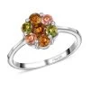 Multi-Tourmaline Ring, Pressure Set Tourmaline Ring, Tourmaline Floral Ring, Platinum Over Sterling Silver Ring 1.35 Ctw -Jewelry store 8865293