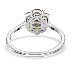 Multi-Tourmaline Ring, Pressure Set Tourmaline Ring, Tourmaline Floral Ring, Platinum Over Sterling Silver Ring 1.35 Ctw -Jewelry store 8865293 4