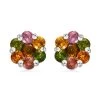 Pressure Set Multi-Tourmaline Floral Stud Earrings In Platinum Over Sterling Silver 1.75 Ctw -Jewelry store 8865303