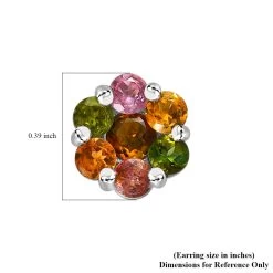 Pressure Set Multi-Tourmaline Floral Stud Earrings In Platinum Over Sterling Silver 1.75 Ctw -Jewelry store 8865303 4