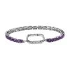 Amethyst And Natural White Zircon Bracelet In Platinum Over Sterling Silver (7.25 In) 9.65 Grams 11.65 Ctw