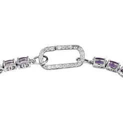 Amethyst And Natural White Zircon Bracelet In Platinum Over Sterling Silver (7.25 In) 9.65 Grams 11.65 Ctw 14 Amethyst And Natural White Zircon Bracelet In Platinum Over Sterling Silver (7.25 In) 9.65 Grams 11.65 Ctw -Jewelry store 8866053 5