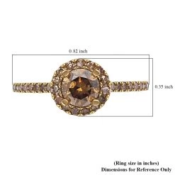 Luxoro Natural Champagne Diamond Ring,10K Rose Gold Ring, Natural Champagne Diamond Round Shape Ring, Halo Ring, Wedding Ring, Engagement Ring 1.00 Ctw -Jewelry store 8891950 5