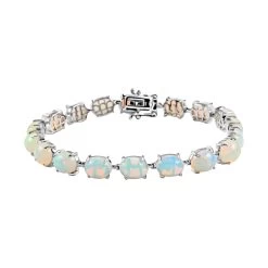AAA Ethiopian Welo Opal Tennis Bracelet In Platinum Plated Sterling Silver (8.00 In) 21.15 Ctw