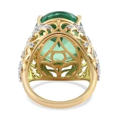 Peacock Quartz (Triplet) And Natural White Zircon Ring In Vermeil Yellow Gold Over Sterling Silver 16.75 Ctw 12 Peacock Quartz (Triplet) And Natural White Zircon Ring In Vermeil Yellow Gold Over Sterling Silver 16.75 Ctw -Jewelry store 8898899 4