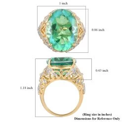 Peacock Quartz (Triplet) And Natural White Zircon Ring In Vermeil Yellow Gold Over Sterling Silver 16.75 Ctw 13 Peacock Quartz (Triplet) And Natural White Zircon Ring In Vermeil Yellow Gold Over Sterling Silver 16.75 Ctw -Jewelry store 8898899 5