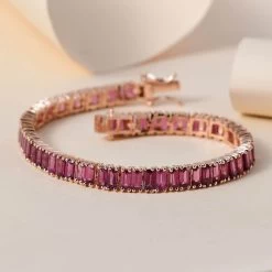 Lotus Garnet Tennis Bracelet In Vermeil Rose Gold Over Sterling Silver (6.50 In) 15.25 Ctw 8 Lotus Garnet Tennis Bracelet In Vermeil Rose Gold Over Sterling Silver (6.50 In) 15.25 Ctw -Jewelry store 8899551 1