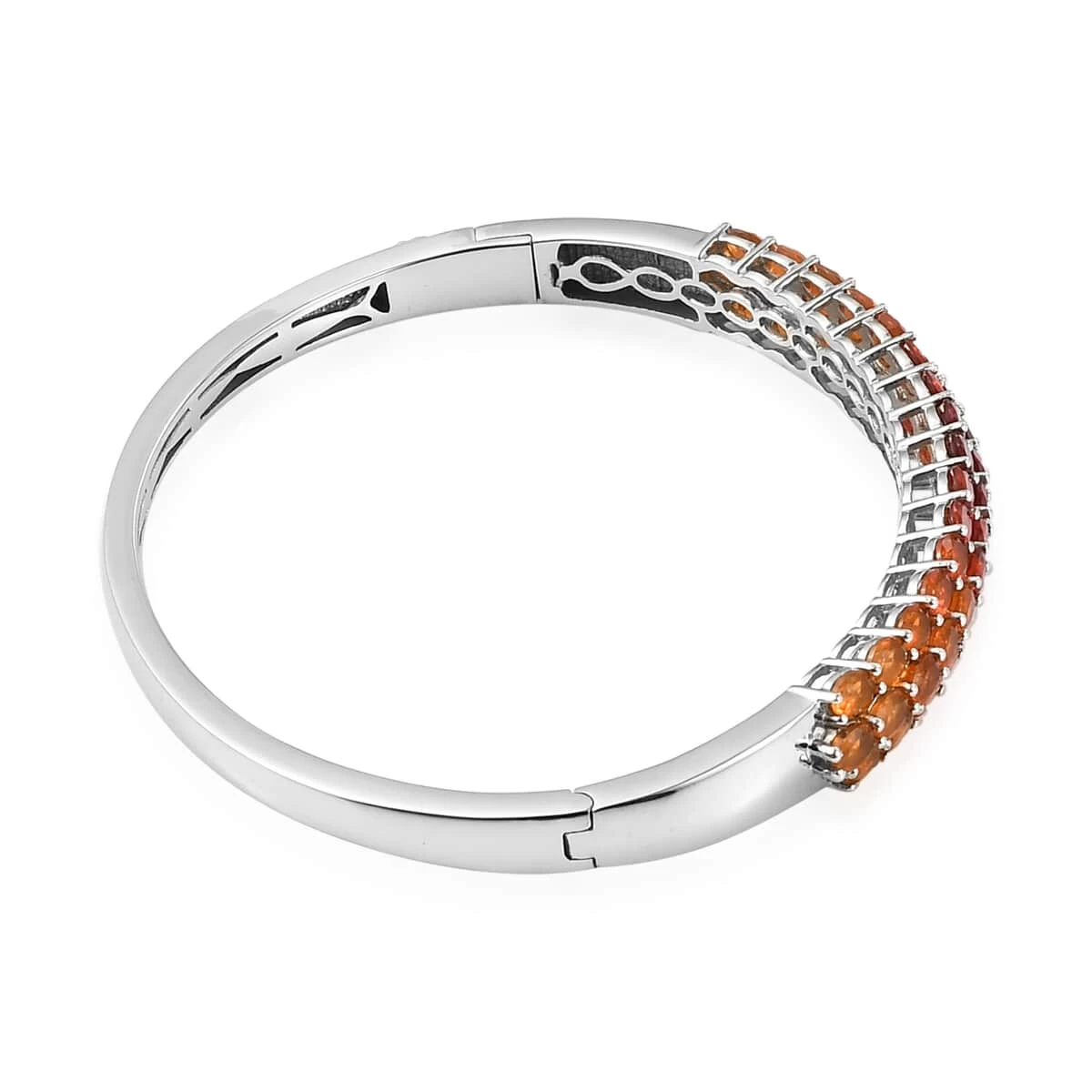 Shades Of Fire Opal Bangle Bracelet In Platinum Over Sterling Silver (7.25 In) 5.85 Ctw 6 Shades Of Fire Opal Bangle Bracelet In Platinum Over Sterling Silver (7.25 In) 5.85 Ctw - Image 4