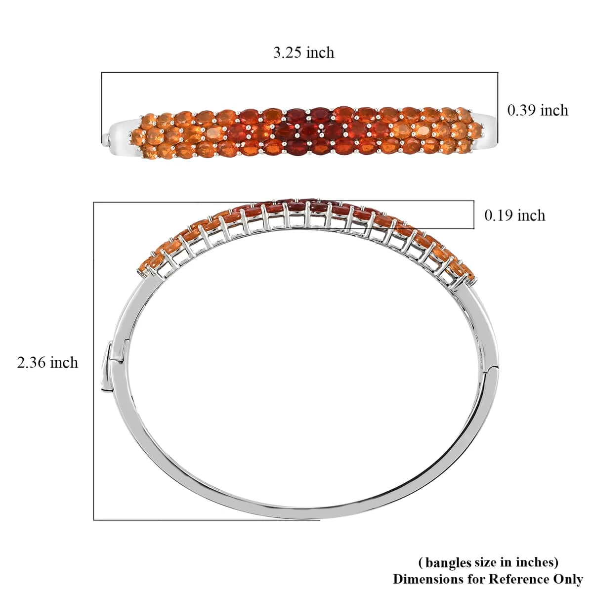 Shades Of Fire Opal Bangle Bracelet In Platinum Over Sterling Silver (7.25 In) 5.85 Ctw 8 Shades Of Fire Opal Bangle Bracelet In Platinum Over Sterling Silver (7.25 In) 5.85 Ctw - Image 6
