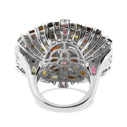 Multi-Tourmaline Floral Ring, Multi Tourmaline Ring, Floral Cluster Ring, Platinum Over Sterling Silver Ring 11.50 Ctw -Jewelry store 8908879 4