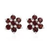 Mozambique Garnet Floral Stud Earrings In Sterling Silver 0.85 Ctw -Jewelry store 8914302
