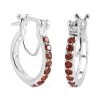 Simulated Garnet Color Diamond Hoop Earrings In Sterling Silver 1.00 Ctw -Jewelry store 8914429