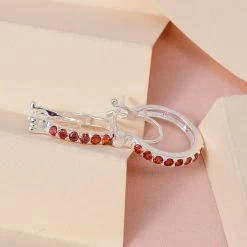 Simulated Garnet Color Diamond Hoop Earrings In Sterling Silver 1.00 Ctw 8 Simulated Garnet Color Diamond Hoop Earrings In Sterling Silver 1.00 Ctw -Jewelry store 8914429 1